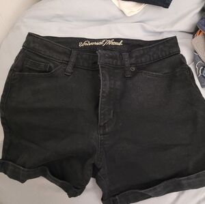 Universal Thread Black Jean Shorts with Cuffed Hem